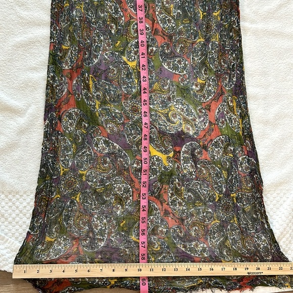 MNG by Mango Paisley Lightweight Scarf Sage, Yellow, White, Purple - Picture 11 of 11